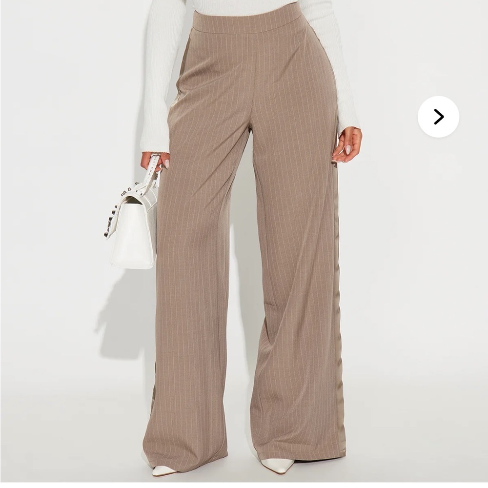 Pinstripe Wide-Leg Trouser Pants NWT